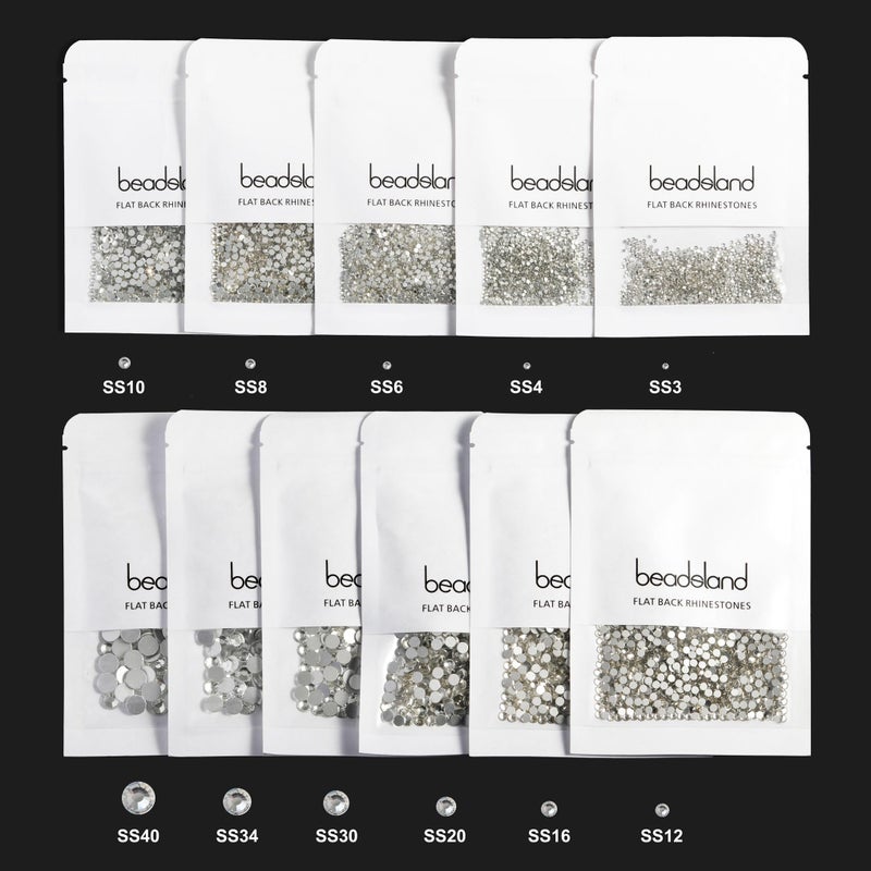 Beadsland 288pcs Flat Back Crystal Rhinestones Round Gems for Nail Art and Craft Glue Fix  Jet Hematite SS30 6.3-6.5mm - Image 5